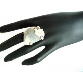 Gemstone Ring, Agate Ring, Gray Agate Ring, Gray White, 